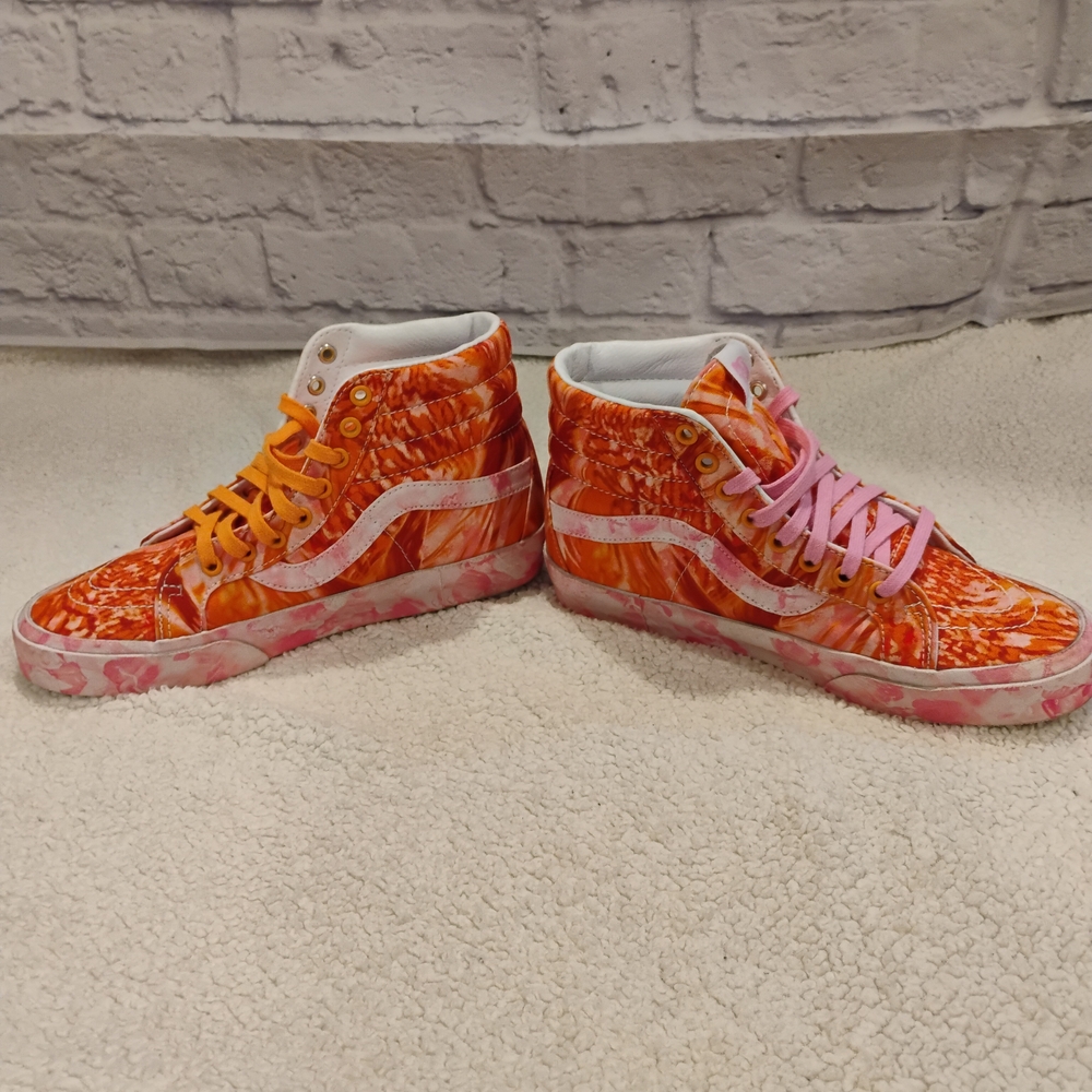 Vans High-Top Sneakers with Orange and Pink Design